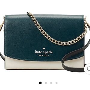 NWT Colorblock Kate Spade Carson Peacock Green & White Saffiano Leather Bag